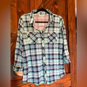 Woman plaid shirt